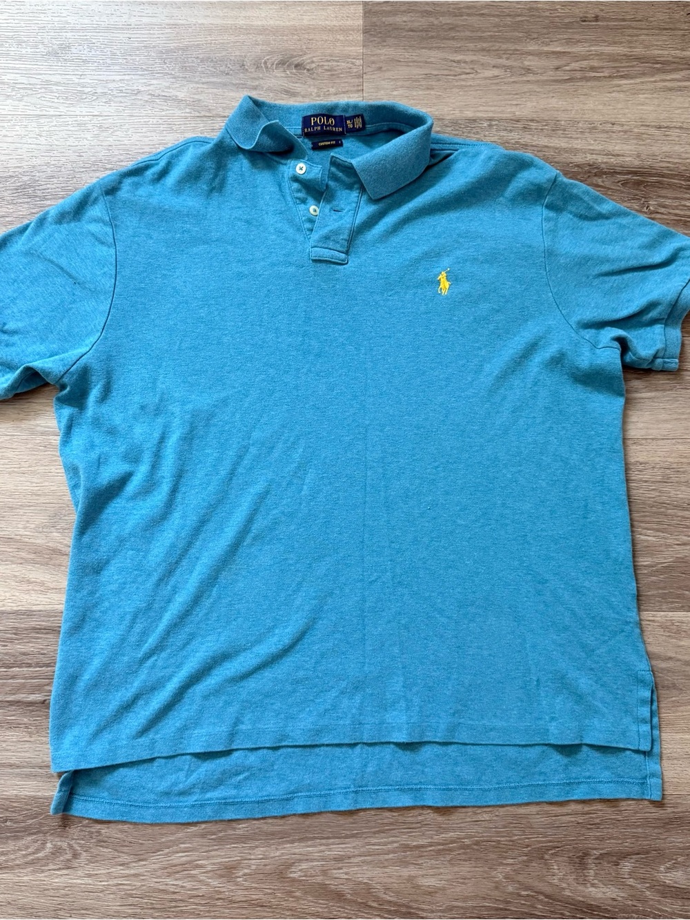 Polo by Ralph Lauren Men's Teal Short-Sleeve Polo with Yellow Pony